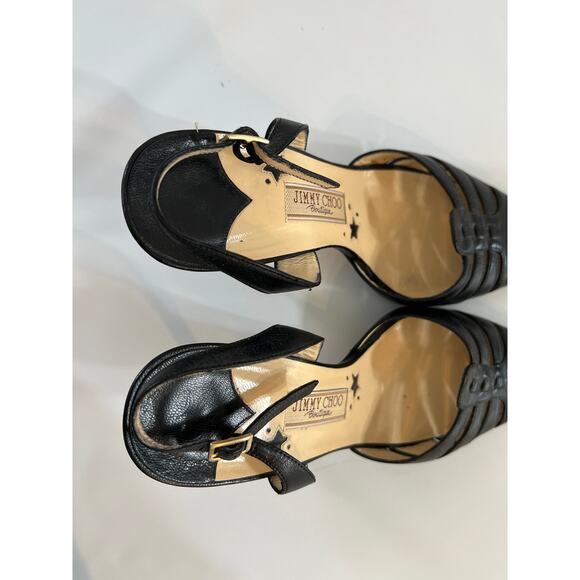 Jimmy Choo Leather Slingback Pointed Kitten Heels 4" Womens US 9.5 Black Vintage - Picture 10 of 15